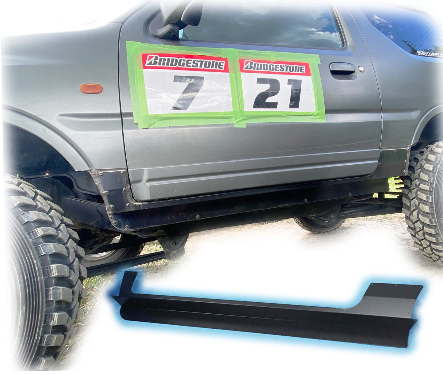 【高度鋼製3ミリ厚・黒塗装済】ジムニーJB23用ハードカット・サイドシルガード