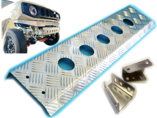 JB64/JB74用アルミ縞板製スキッドバンパー【丸穴タイプ】（スキッドガード バンパー フロントバンパー）