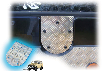 ジムニー用アルミ縞板製背面パネル（スペアタイヤプレート）適用車種:SJ30JA71JA11等