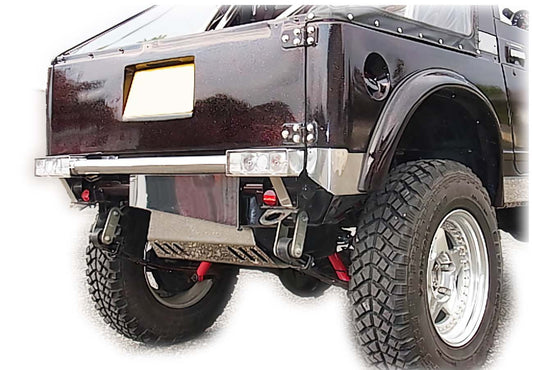 ジムニー・ボディリフト車用ステンレス製リア・ボロ隠しパネル(スリット無し)適用車種:SJ30JA71JA11 JA12JA22JA31等