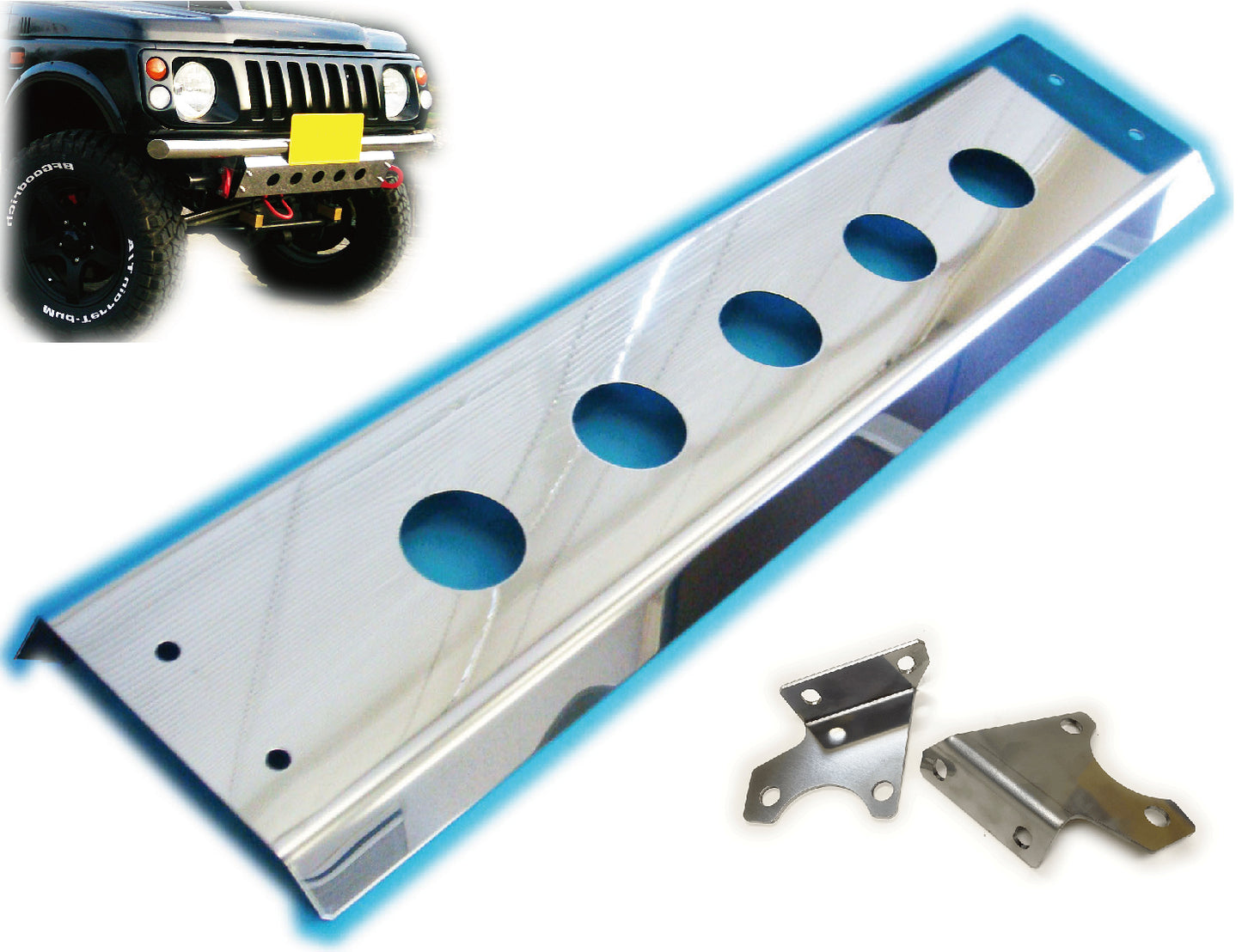 ジムニー用ステンレス製スキッドフロントバンパー(丸穴タイプ)適用車種:SJ30,SJ40,JA71,JA,51, JA11,JB31,JA12,JA22