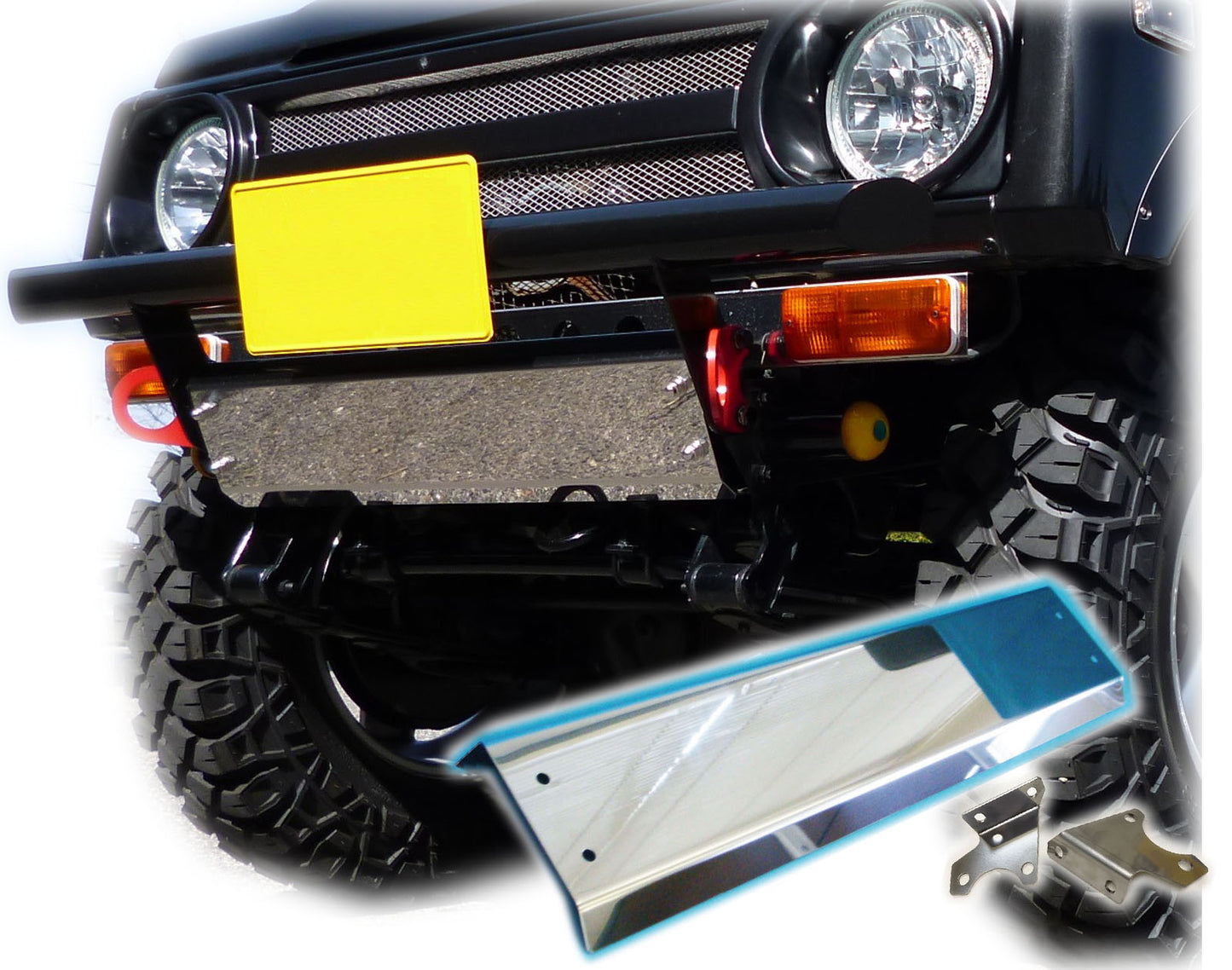 ジムニー用ステンレス製スキッドフロントバンパー 適用車種:SJ30,SJ40,JA71,JA,51, JA11,JB31,JA12,JA22