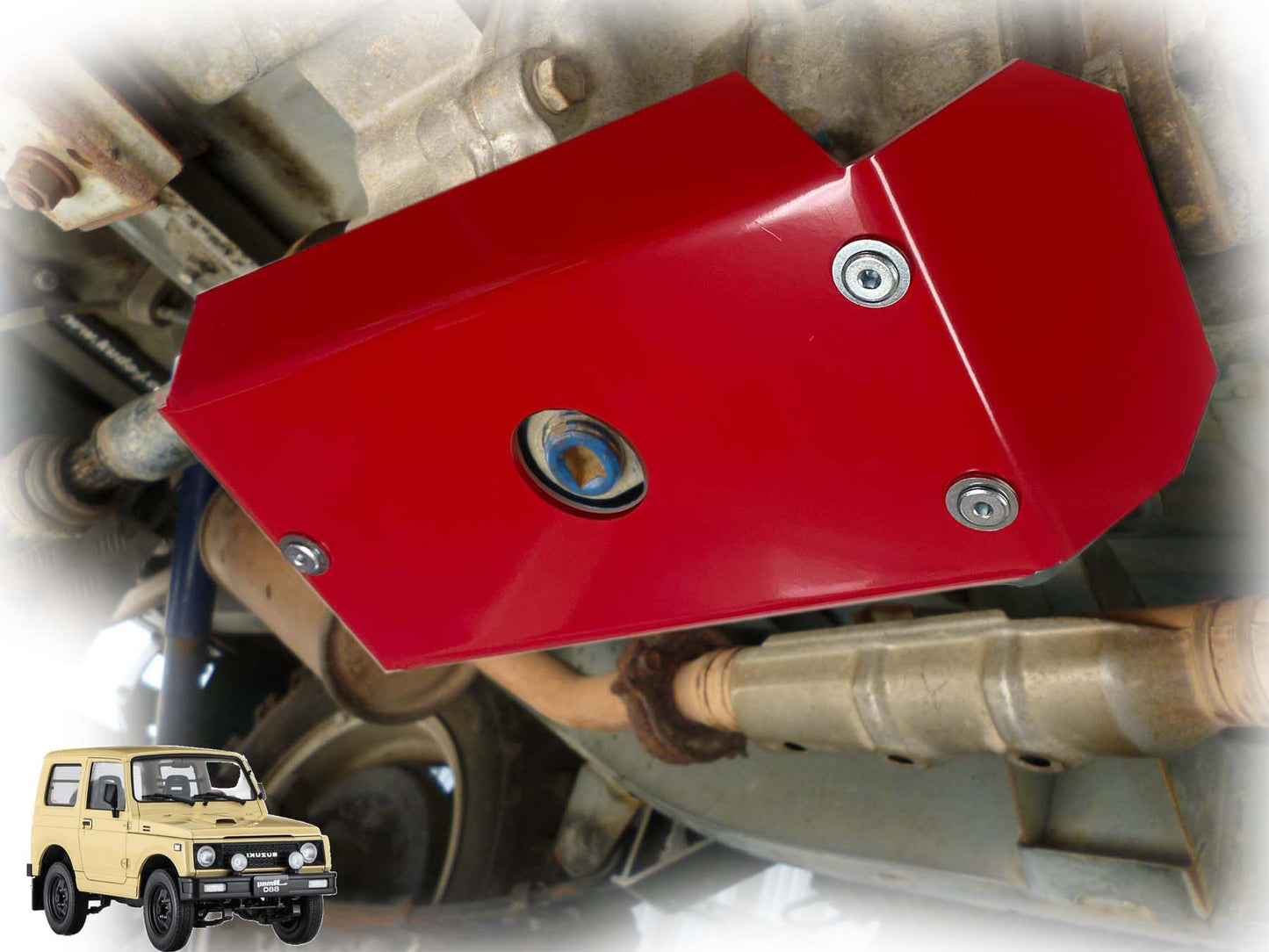 ハイテン鋼製ジムニーJA11トランスファー用スキッドガード適用車種:JA11等